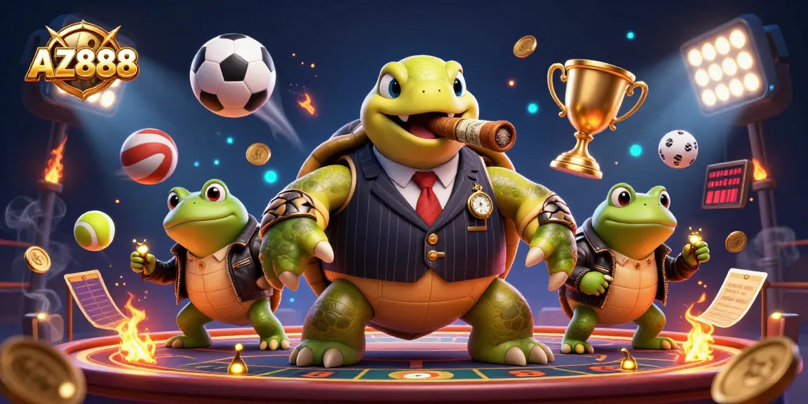 Experience the thrill of AZ888 with a vibrant casino world led by a snapping turtle mobster.