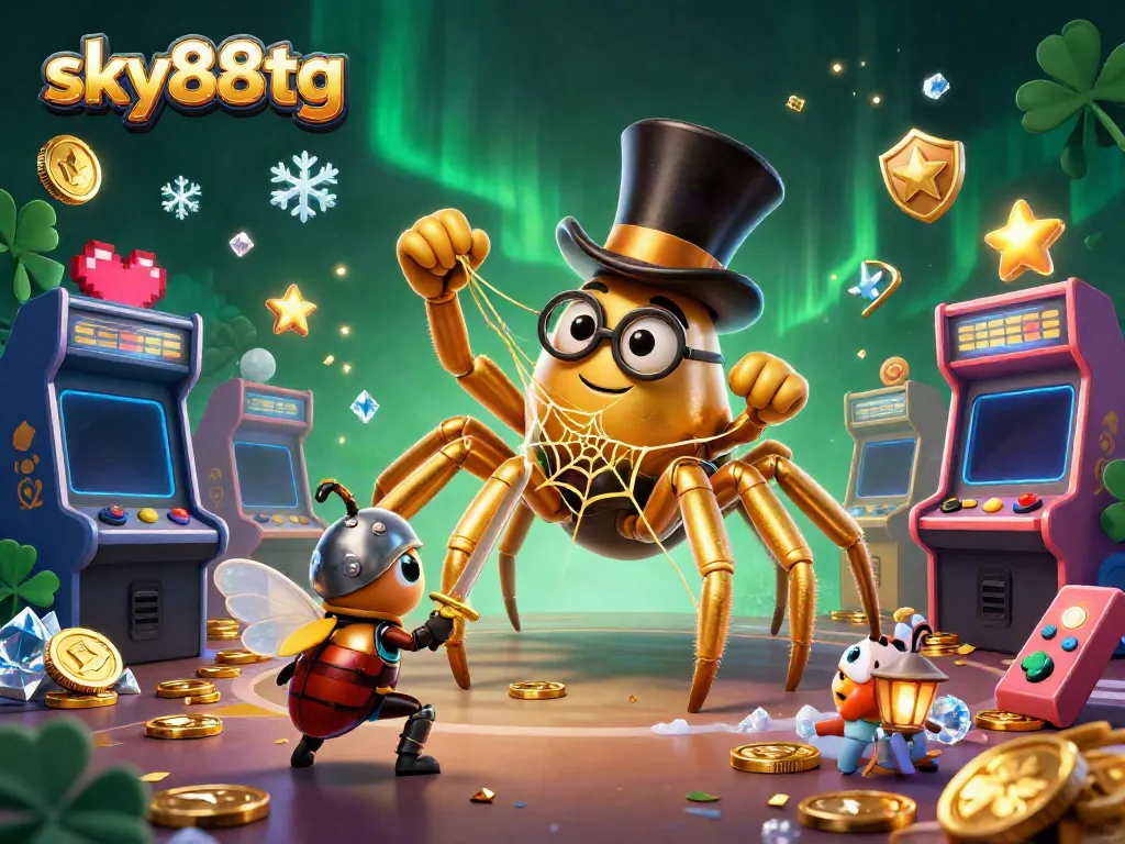 Experience thrilling gameplay with sky88tg amid colorful casino elements and charming characters.