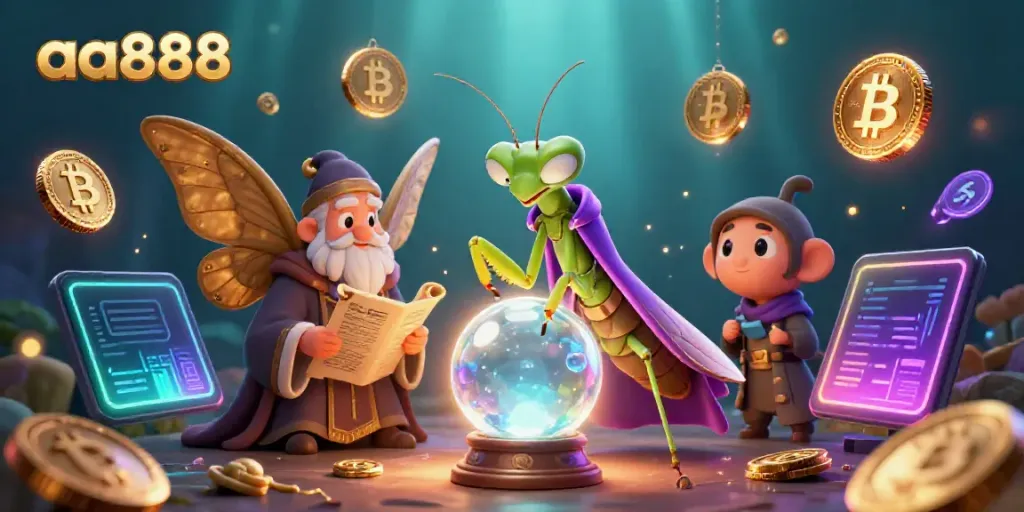Engage with aa888 casino action featuring vibrant 3D characters and glowing crypto elements.