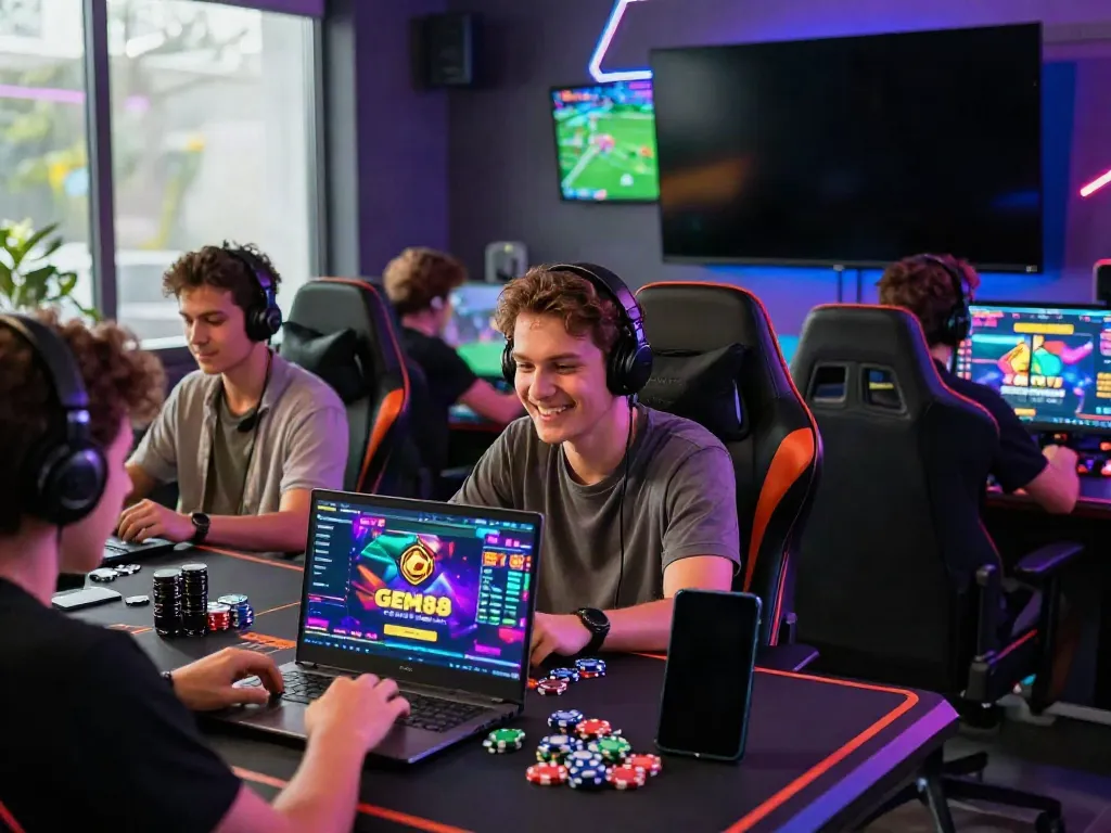 Players engaging with GEM88's online gaming, highlighting excitement and interaction.