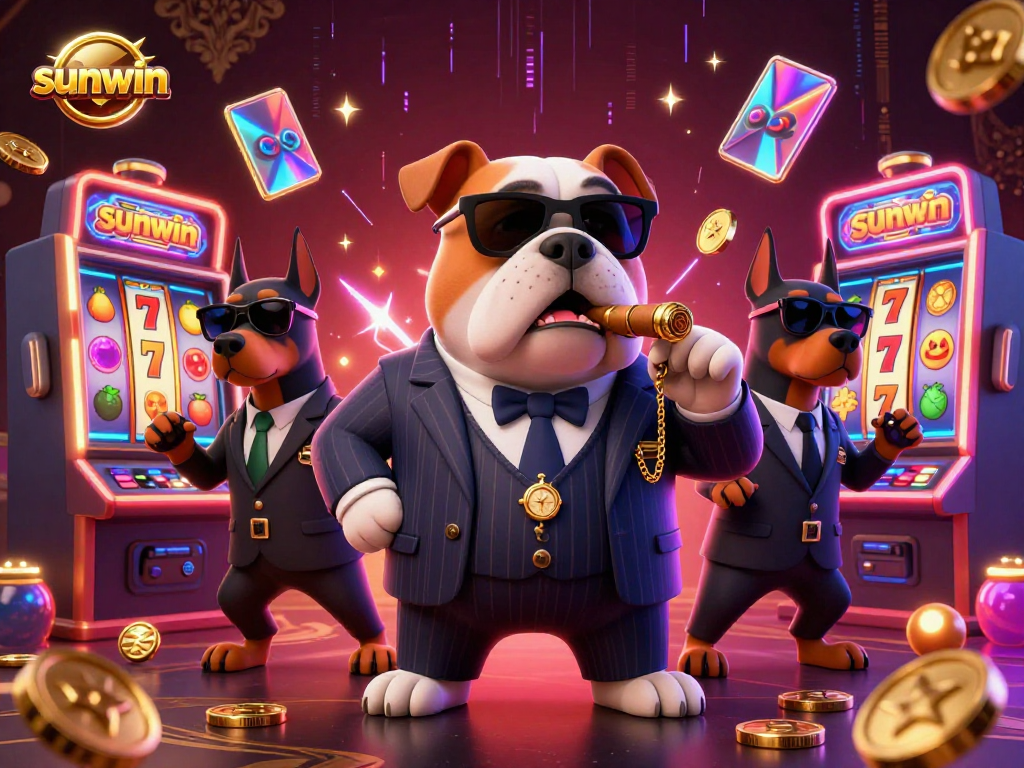 Engage with Sunwin's exciting slot machines and dynamic casino atmosphere, featuring colorful characters and game elements.
