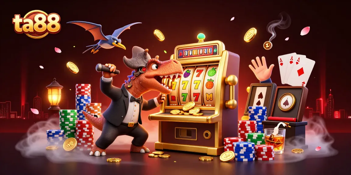 Experience ta88's vibrant slot gaming scene with a pachycephalosaurus winning coins.