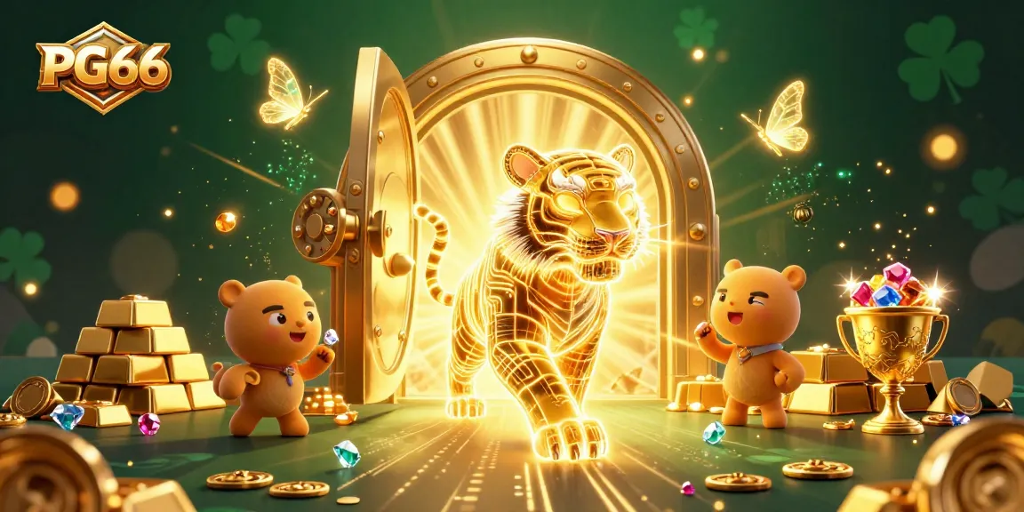 Experience the thrill of PG66 as a golden tiger ventures through a vibrant digital casino.