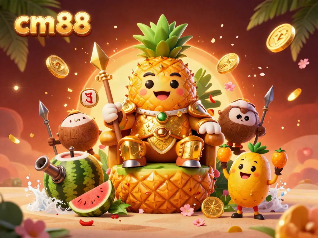 Engage with cm88's vibrant casino scene featuring a pineapple king and rich gaming elements.