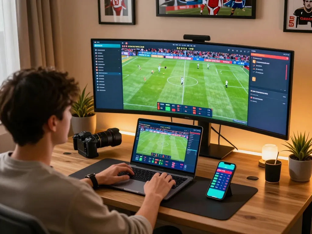 Socolive streaming live soccer match on multiple screens during online betting session