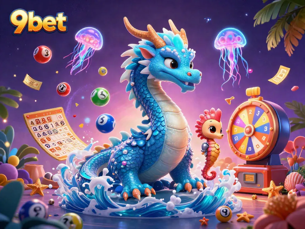 Experience thrilling wins with 9bet in a vibrant, 3D casino action scene filled with ocean elements and gaming excitement.