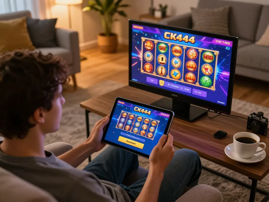 Engage with exciting gameplay through the CK444 app download in a cozy home gaming setup.