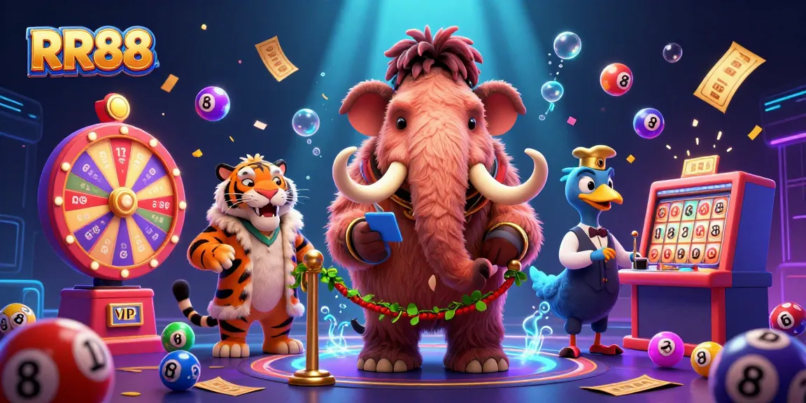 Experience the excitement of RR88 with vibrant casino elements and animated characters in an immersive gaming environment.