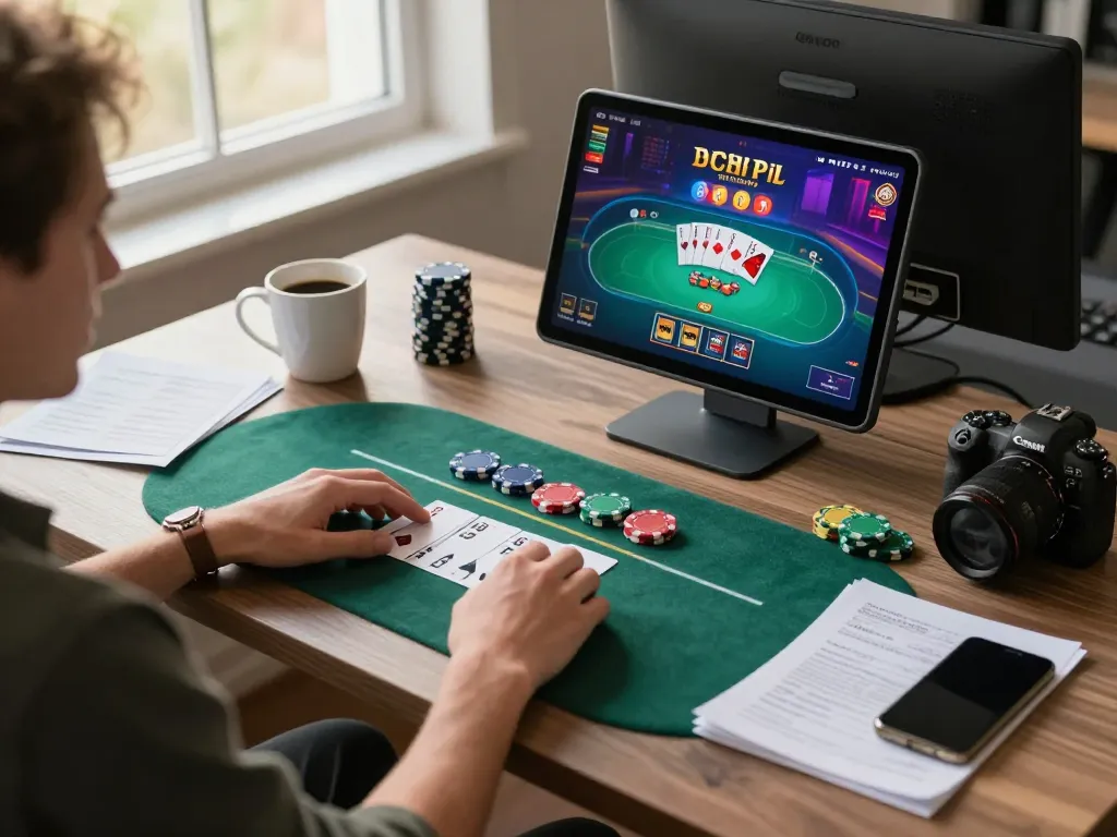 Experience 688V online poker with a user-focused interface in a cozy gaming setup.