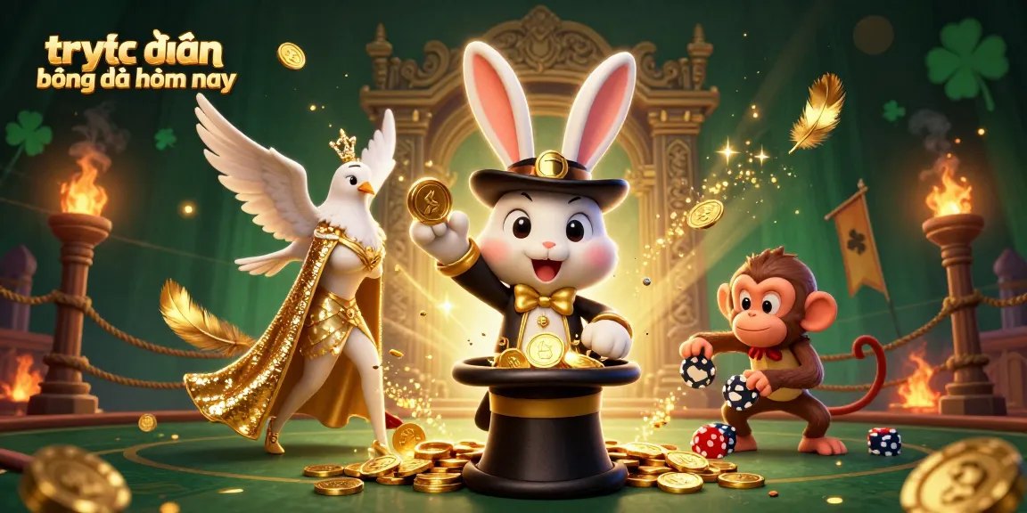 Experience trực tiếp bóng đá hôm nay with an exciting scene of a magician and gambling elements in vibrant 3D art.