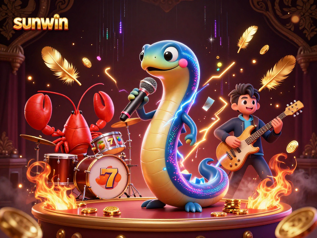 Engage with sunwin in a lively underwater casino featuring an electric eel DJ.