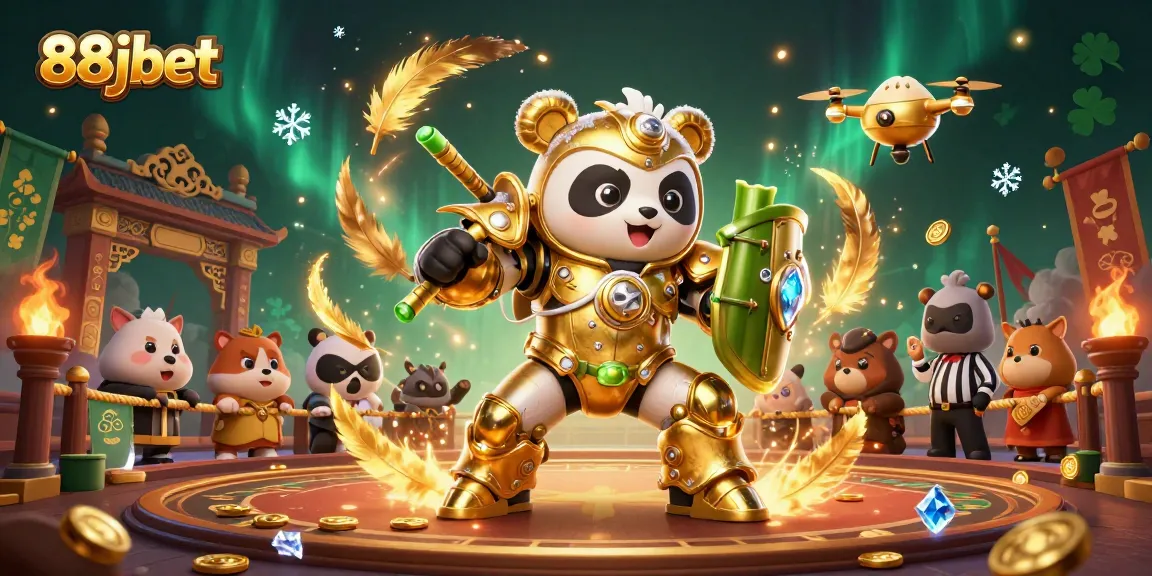 Engage in thrilling gameplay with 88jbet, featuring a mech-suit panda and dynamic casino elements.