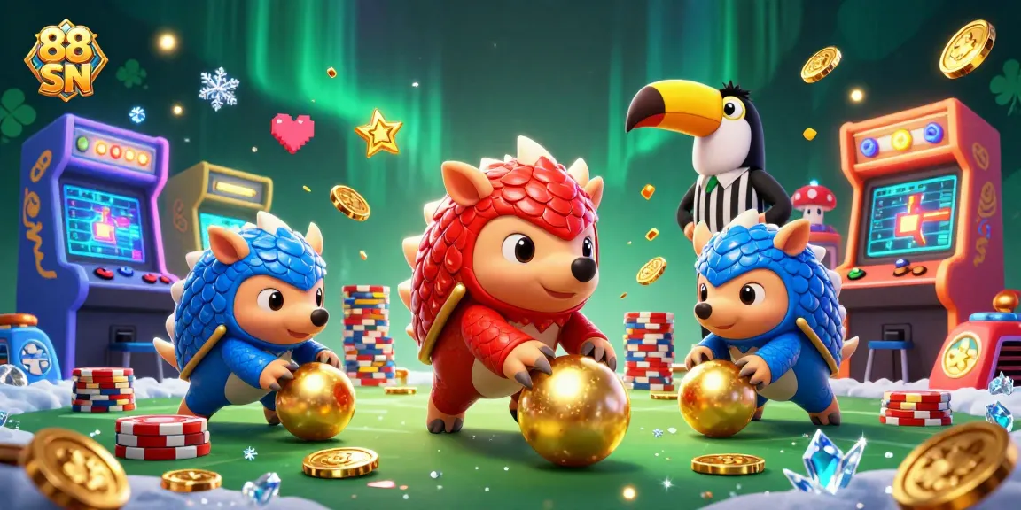 Engage with the exciting world of 88 SN live casino featuring dynamic pangolin characters in a vibrant gambling scene.