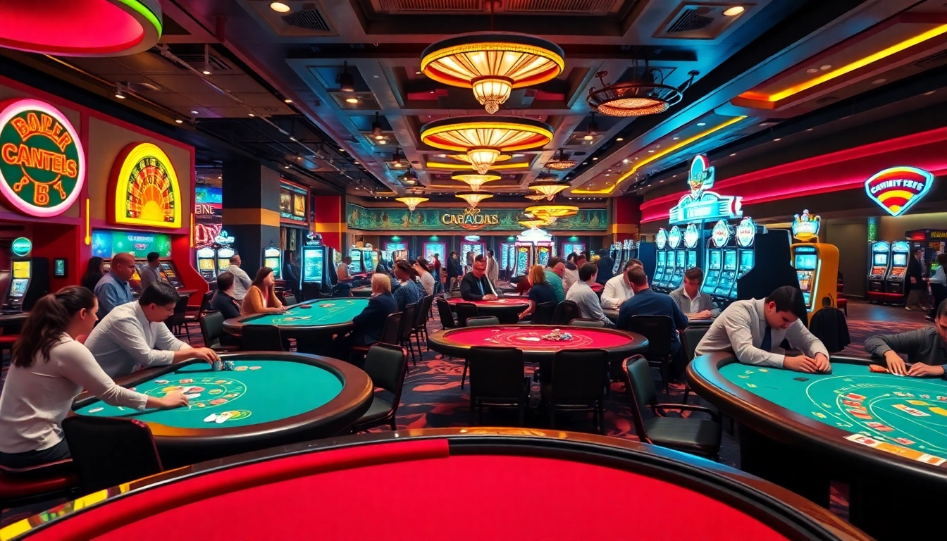Jouer dans des casinos en ligne avec des tables de jeu animées et des lumières vives.