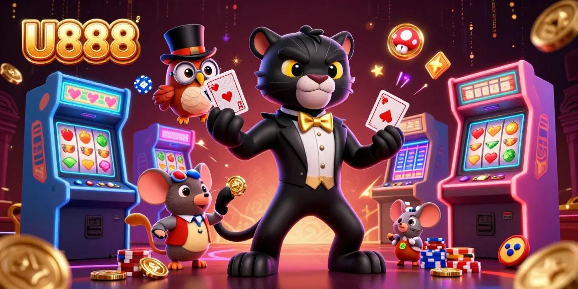 Bet and win with U888's stylish casino characters among vibrant gaming elements.