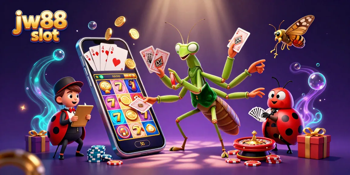 Experience the excitement of jw88 slot with a vibrant 3D casino scene featuring characters and dynamic game elements.