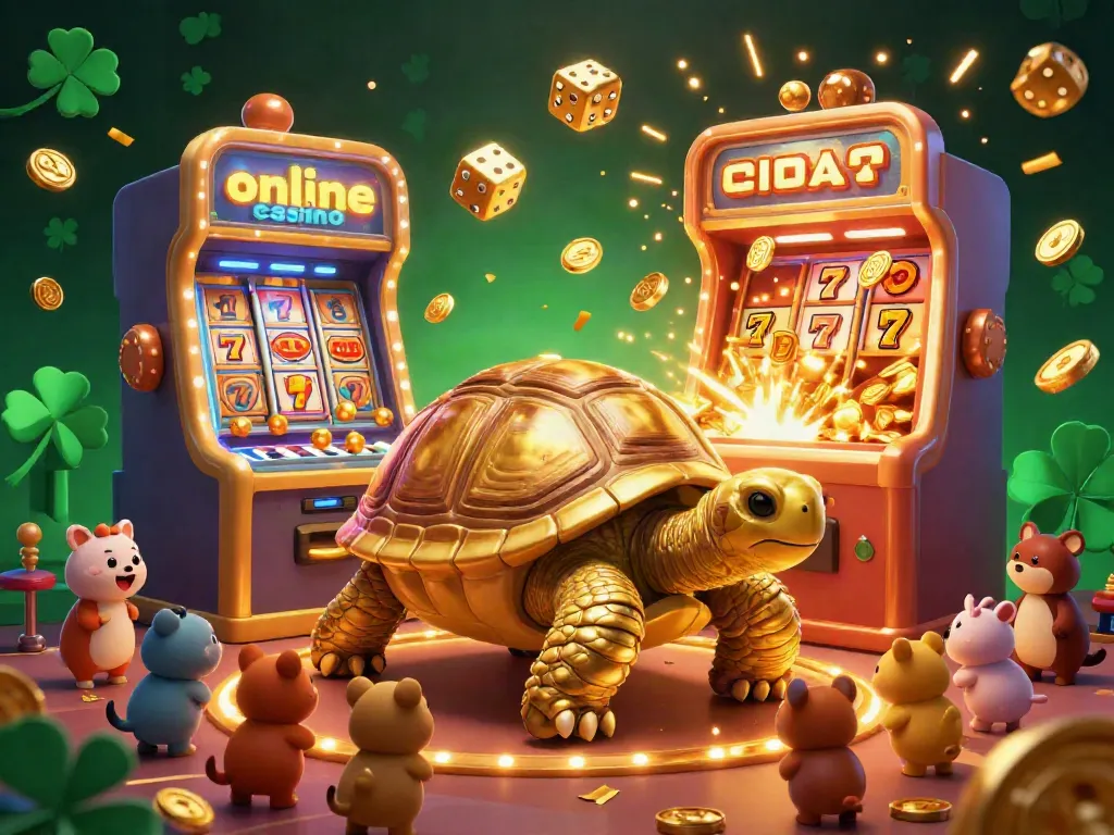 Experience the excitement of an online casino with lively characters and a dynamic gaming atmosphere.