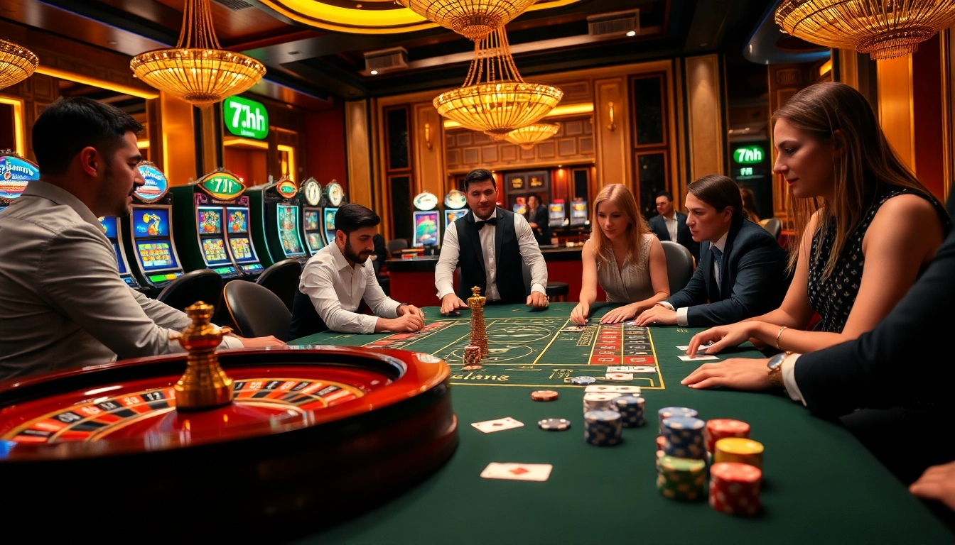 Engage in winning strategies at 7hh casino, featuring an immersive roulette table and vibrant poker chips.