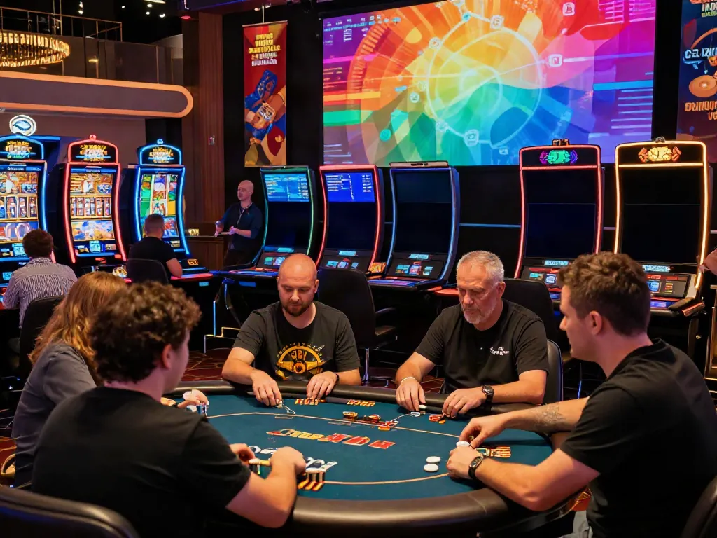 Exciting online gambling scene at KU88 featuring diverse players engaging in various games.