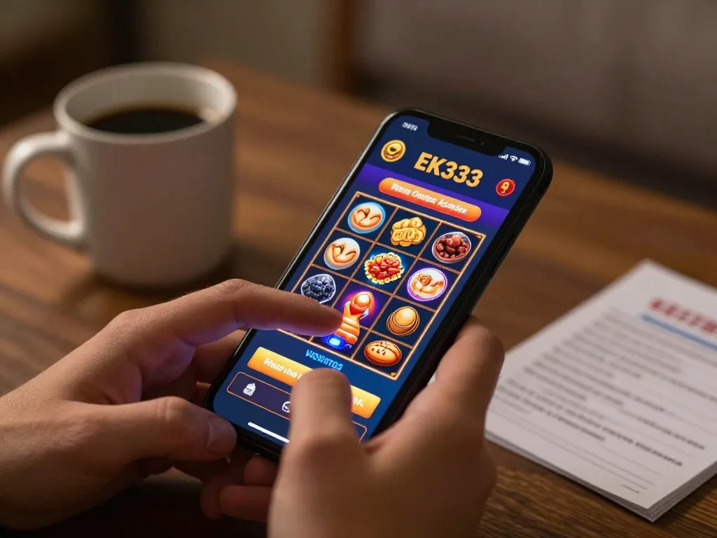 Engaging moment of a user betting on the EK333pro casino app, showcasing mobile gaming experience.
