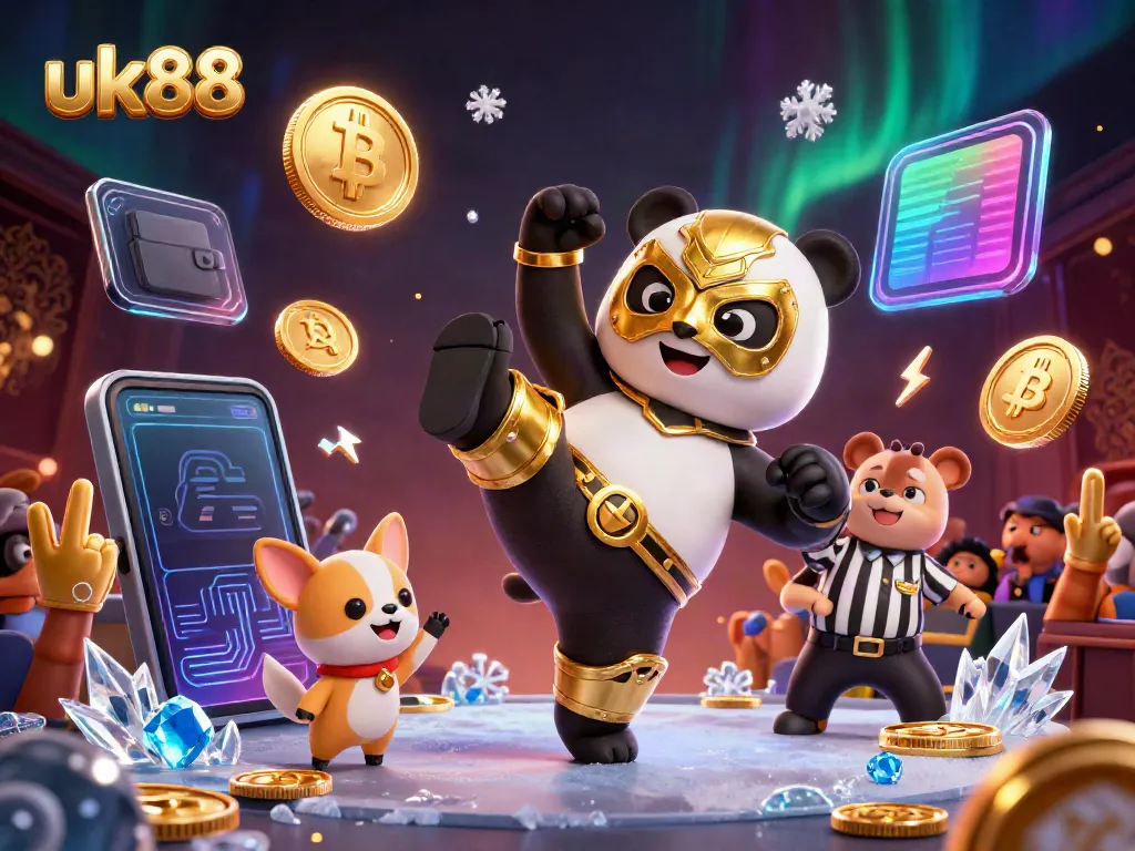 Experience the thrill of uk88 with action-packed casino gameplay featuring vibrant characters and crypto elements.