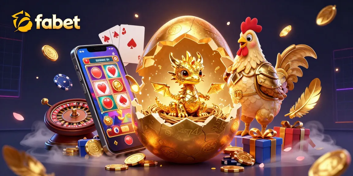Experience fabet's vibrant casino thrill with a golden dragon and poker chips in action.