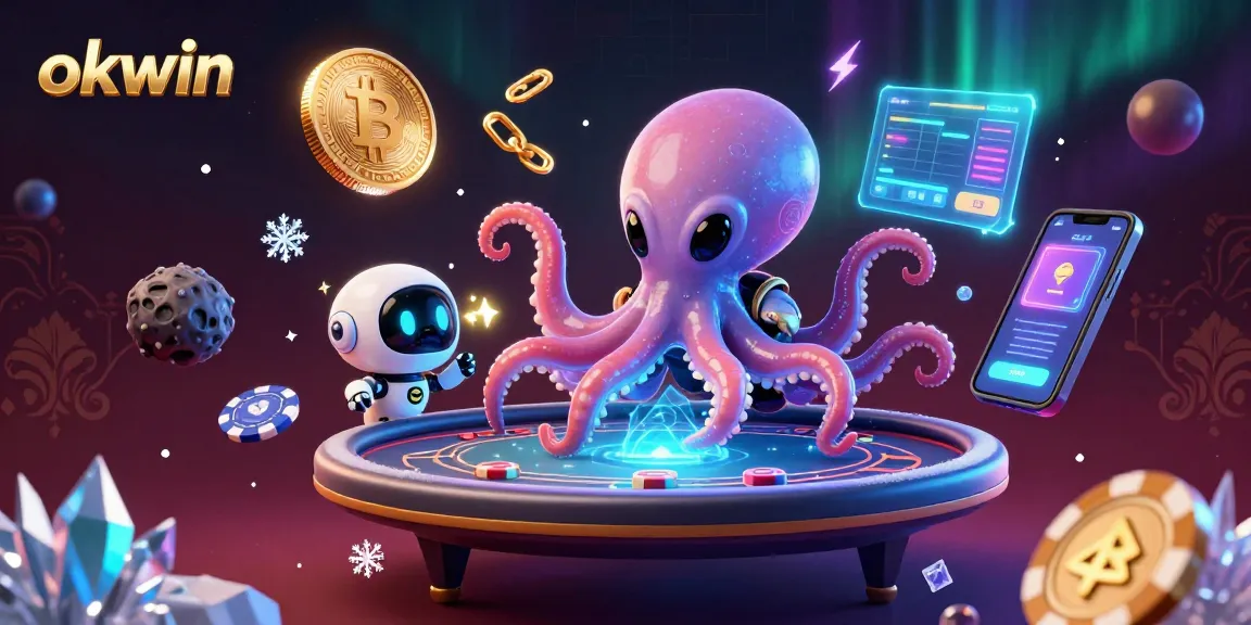 Experience thrilling gameplay at okwin with an alien octopus operating a poker table in space.