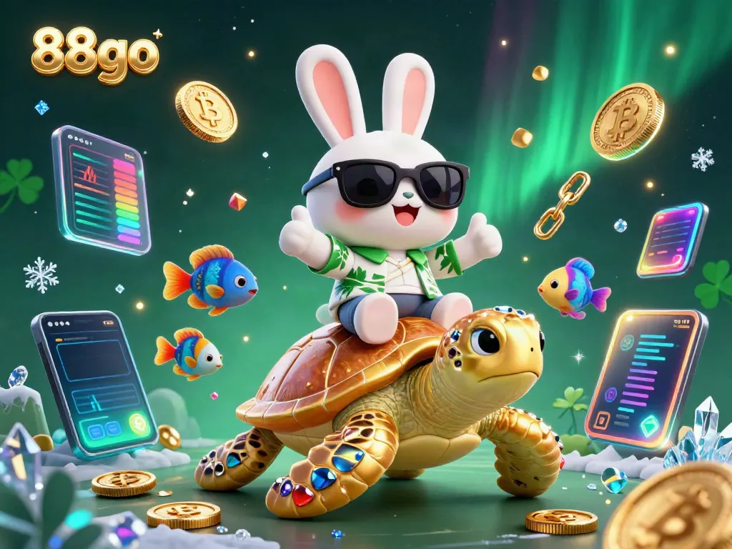 Play and win with 88go in a vibrant, colorful casino-themed illustration featuring a lucky rabbit.