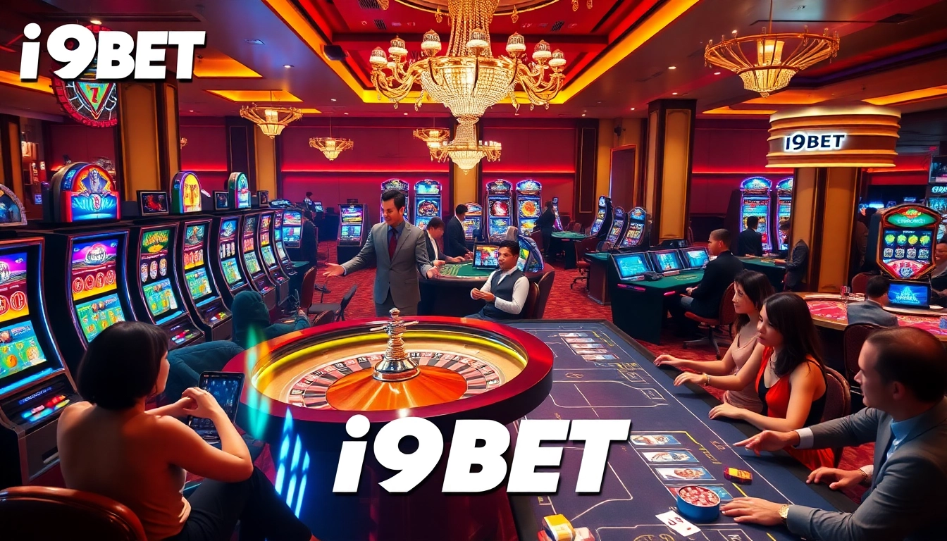 Experience the thrill of gambling at I9BET with vibrant slot machines and a live dealer.