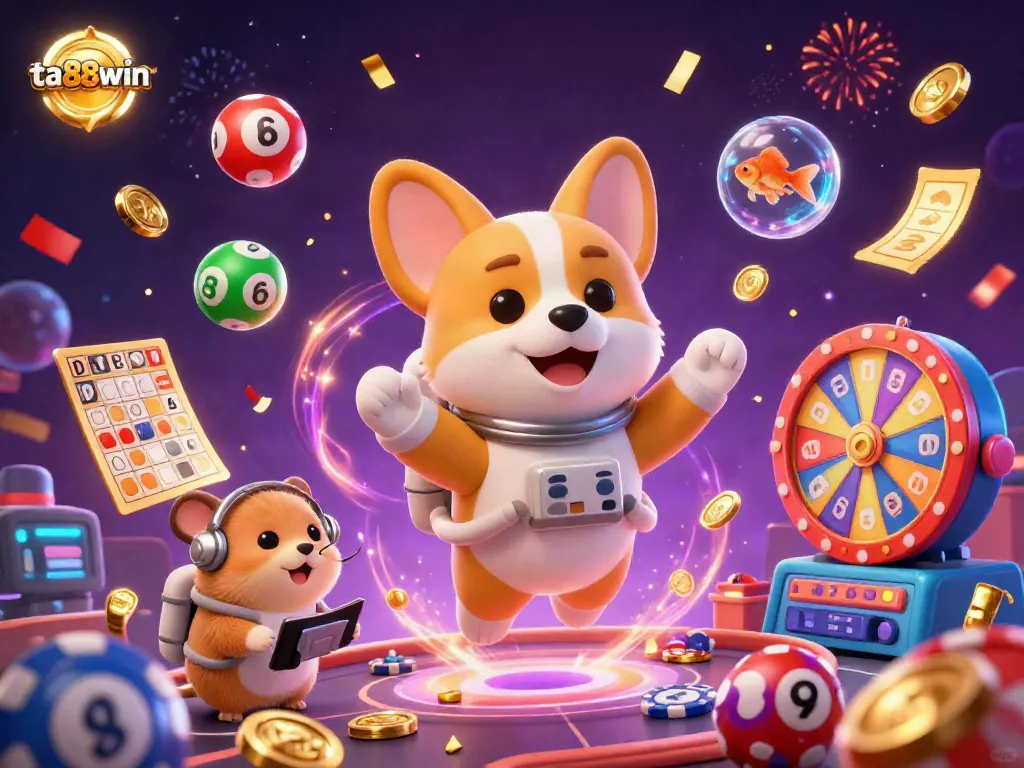 Experience fun at ta88win's vibrant space casino, with exciting games and lottery elements in a dynamic scene.