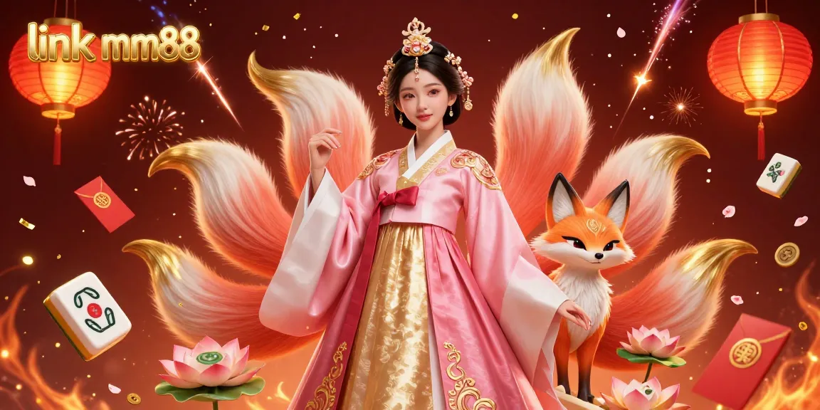 Experience thrilling action at link mm88 with vibrant visuals of an Asian woman and a lucky fox amidst festive decorations.