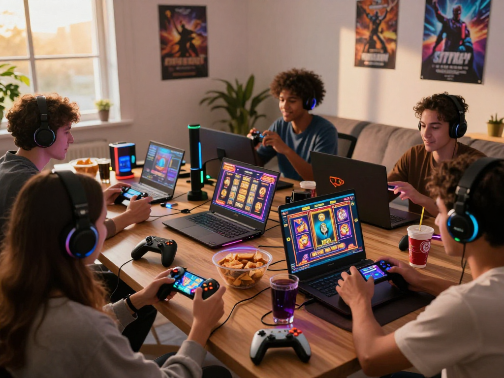Ambiente animado de jogos online com jogadores empolgados na SPBET.