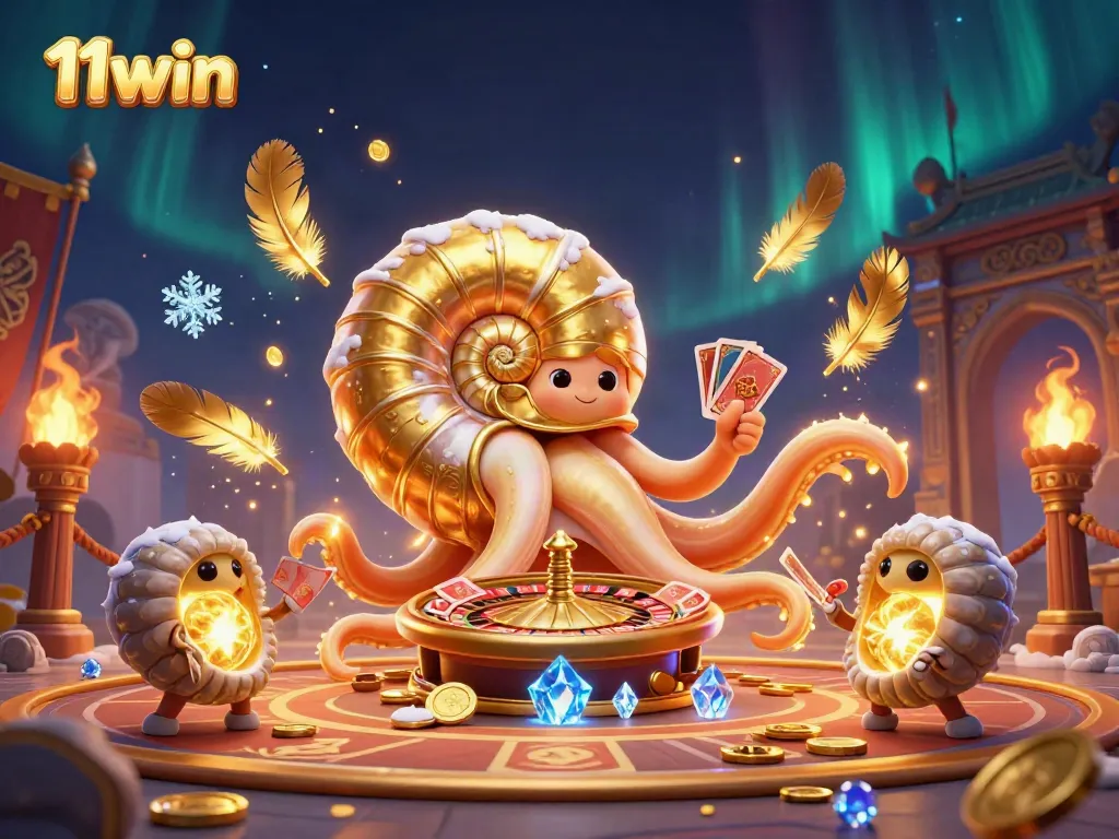 Experience thrilling gameplay at 11win with a vibrant casino-inspired 3D illustration.