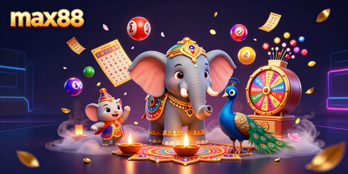 Experience thrilling moments at max88 with colorful lottery elements and dynamic 3D characters.