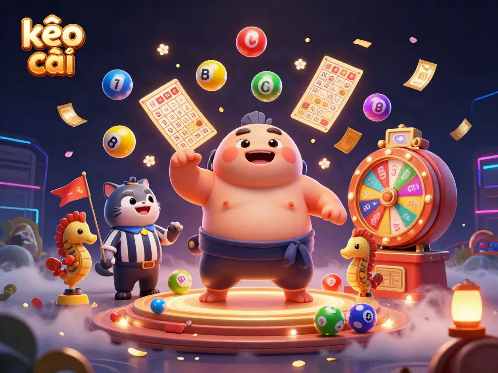 Experience the excitement of kèo nhà cái in this underwater scene with a fugu, catfish referee, and lottery elements.