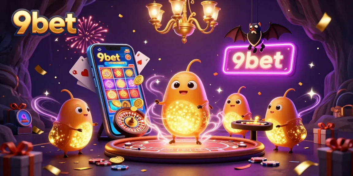 Experience thrilling gameplay with 9bet as glowworms illuminate a vibrant cave casino scene.