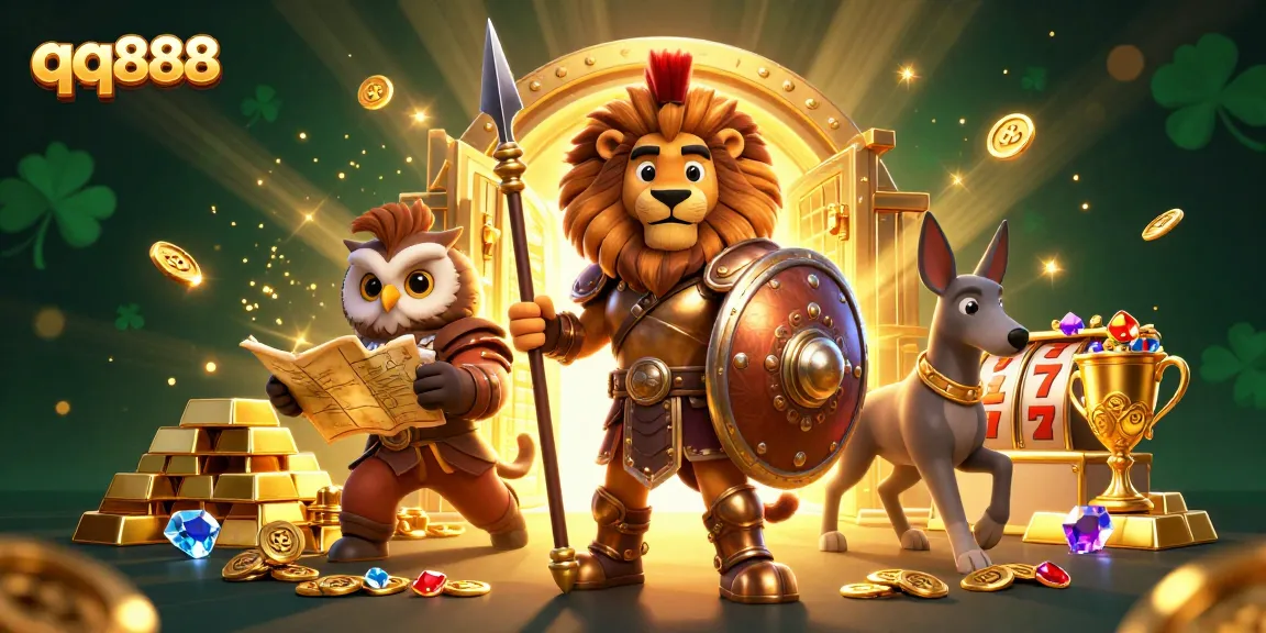Divirta-se com emocionantes slots e jackpots no qq888, apresentando personagens dinâmicos e uma atmosfera de cofre de tesouros.