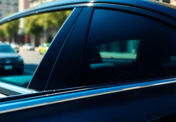 Find top window tint near me featuring a sleek car with high-quality tinted windows.