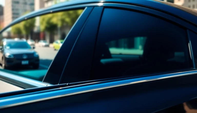 Find top window tint near me featuring a sleek car with high-quality tinted windows.