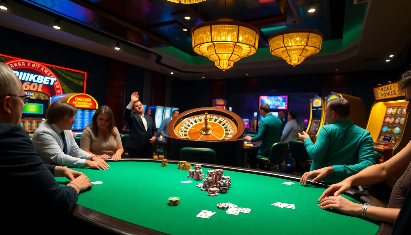 Rich casino experience at rikbet, showcasing lively poker and roulette action.