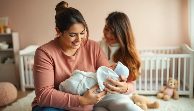 Family with new bornbaby in a serene nursery, showcasing love and togetherness.