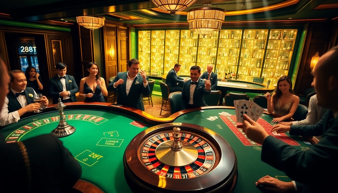 Experience thrilling gameplay at 288T's sophisticated casino tables with dazzling chips and cards.